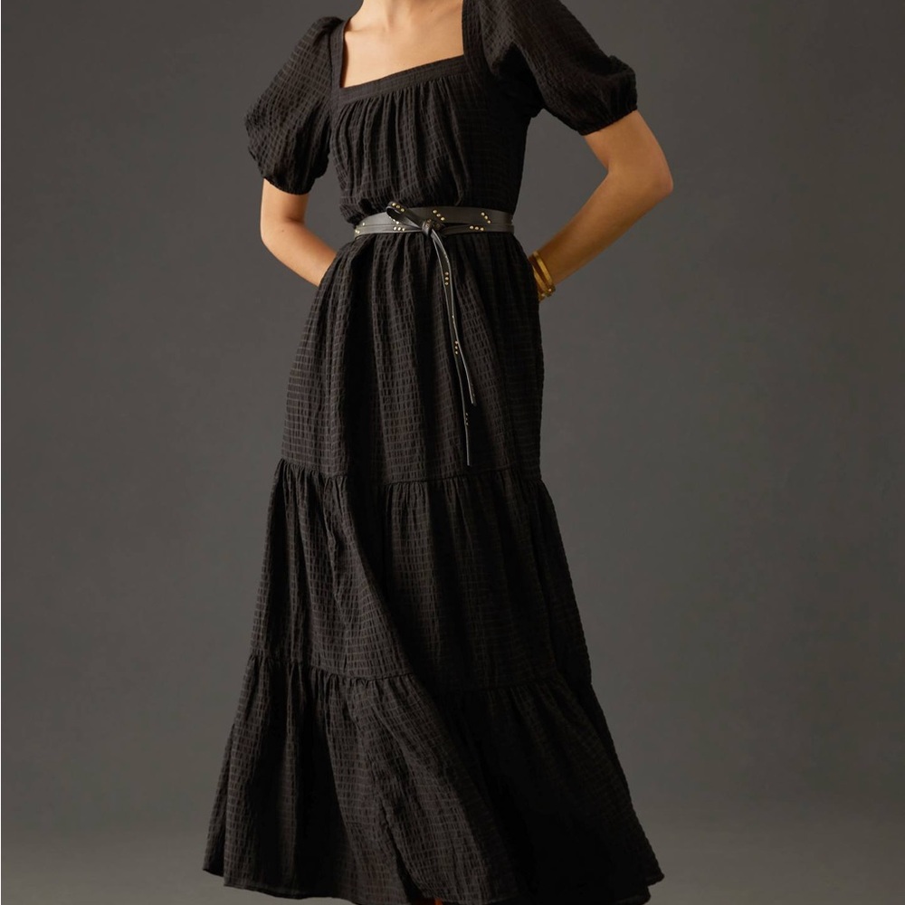 Anthropologie Tiered Puff-Sleeve Maxi Dress XXS